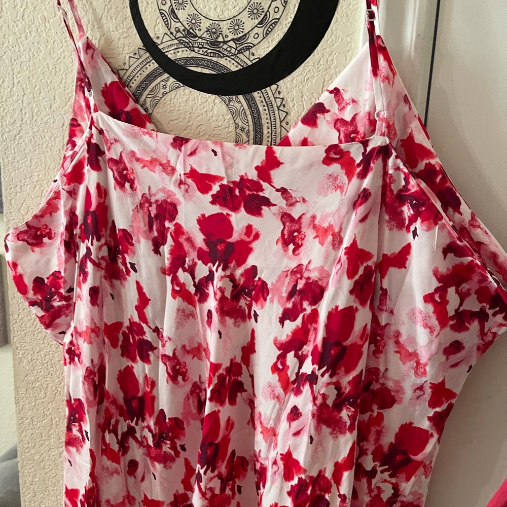 Plus Size Womens sleeveless Floral pink and White Midi Dress size 4X NEW - Picture 12 of 12